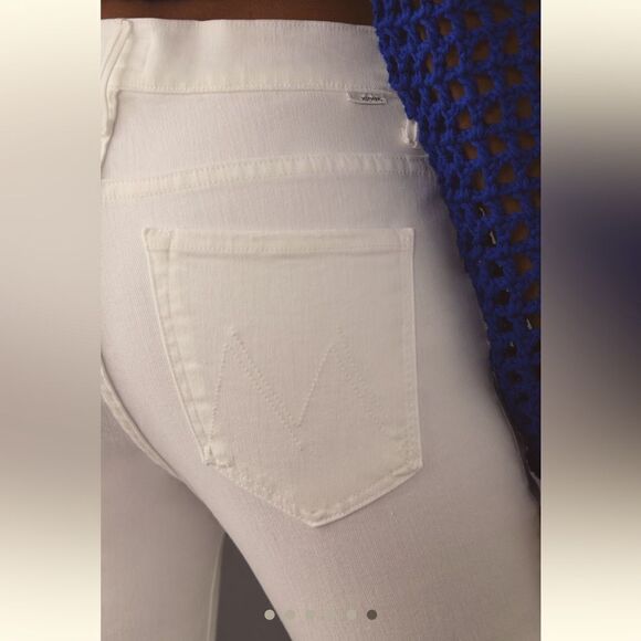 New MOTHER The Insider Crop Step Fray Jeans Cream Puff Size 26 - Picture 9 of 16